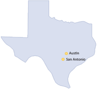 Map of serviced areas in Texas